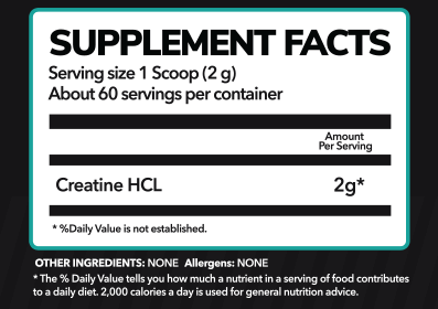 Creatine HCL Supplement facts