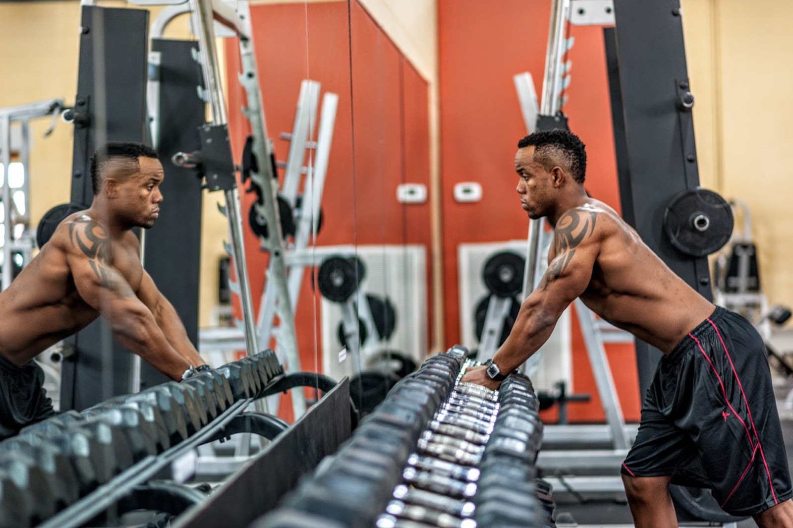 A man exercising at the gym