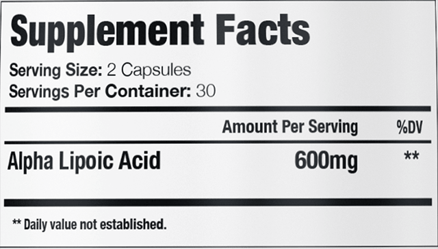 GenuinePurity Liposomal Alpha Lipoic Acid - Supplement Facts
