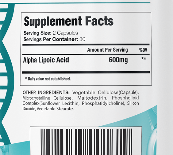 GenuinePurity Liposomal Alpha Lipoic Acid - Supplement Facts