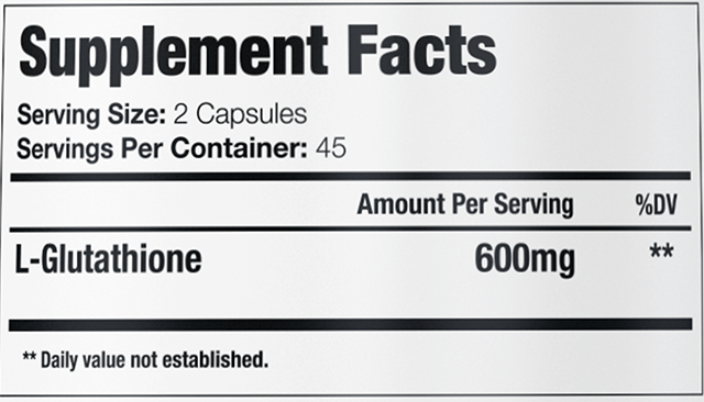 GenuinePurity Liposomal L-Glutathione Supplement Facts