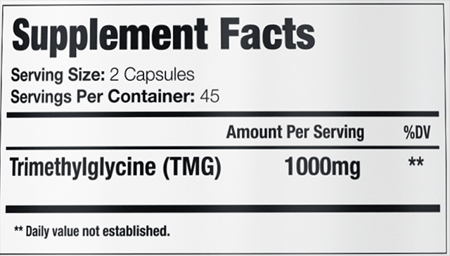 GenuinePurity Liposomal TMG Supplement Facts