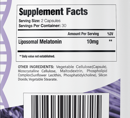 GenuinePurity Liposomal Melatonin - Supplement Facts